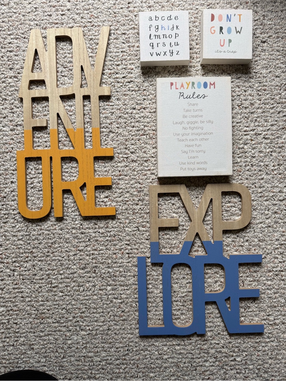 Adventure & Explore Wooden Wall Words - Yellow & Blue